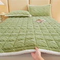 thumbnail image 4 of Solid Color Thick Taffeta Velvet Mattress Pad | Quilted Slip-Resistant Flannel Mattress Topper | Warm Foldable Mattress Pad 59x78 Inches | 1 Piece, 4 of 5