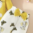 thumbnail image 6 of HCNTES Infant Baby Girl Cartoon Elephant Baby Letter Print Long Sleeve Ribbed Romper Butterfly Shorts with Bow Headband 3Pcs Cute Outfit Set 0-18M, 6 of 6
