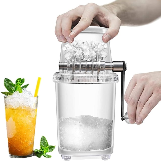 Broyeur à Glace Portable, Lames en Acier Inoxydable à Opération Manuelle pour Maison Bureau Camping Extérieur