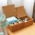 thumbnail image 5 of Woven Storage Basket With Lid Rattan Sundries Storage Box Wicker Basket Handmade, 5 of 5