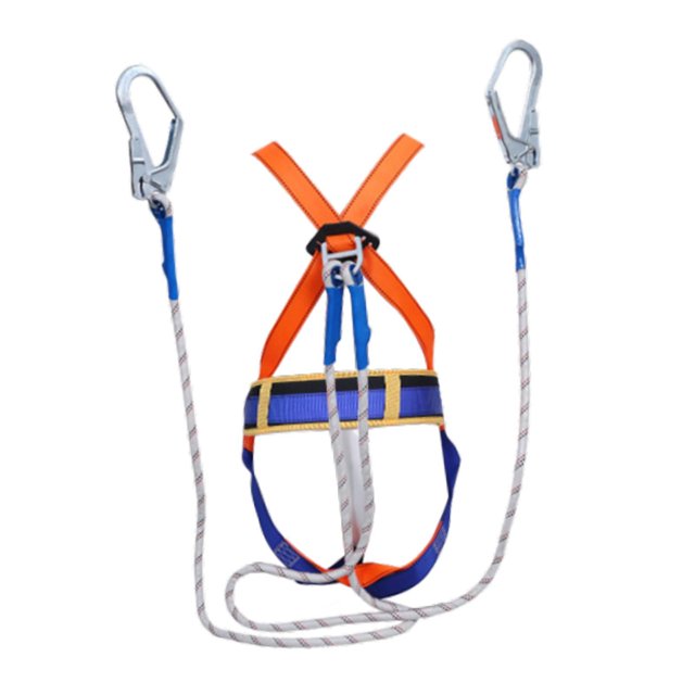 Arnés De Escalada De Cuerpo Completo, Resistente, Para Entrenamiento, Espeleología, Trabajos A Gran Altitud, Doble Gancho De 2 M Gancho doble 2m