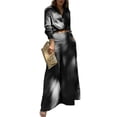 thumbnail image 2 of sunsanly 1 Set Women Shirt Pants Solid Color Long Sleeve Turndown Collar Streetwear Spring Autumn Temperament Commuter Wide Leg Trousers Set Women Clothing, 2 of 8