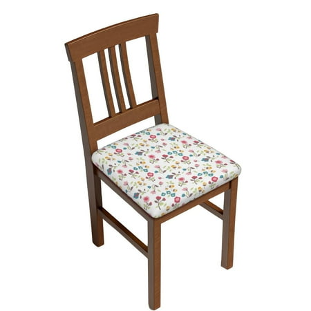 

JUNZAN Summer Floral Print Dining Chair Seat Covers Stretch Fitted Dining Room Upholstered Chair Seat Cushion Cover