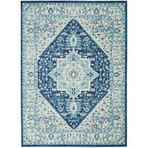 Nourison Tranquil Persian Ivory/Navy 4' x 6' Area Rug, (4x6)