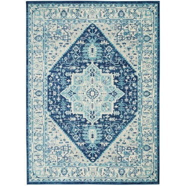 Nourison Tranquil Persian Ivory/Navy 4' x 6' Area Rug, (4x6)