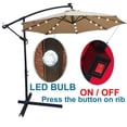 thumbnail image 5 of 10 Ft Patio Umbrella with 32 Solar Powered LED Lights,Outdoor Cantilever Umbrella with Crank and Cross Base,8 Metal Ribs,UPF 40+,Waterproof Umbrella for Garden Deck Backyard Pool, 5 of 7