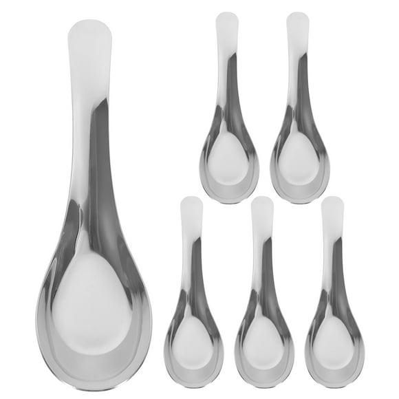 6pcs Stainless Steel Soup Spoons Set Soup Spoons Stainless Steel Rice Spoon Soup Spoon Chinese Spoon Dinner Soup Spoons Stainless Steel