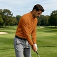 thumbnail image 5 of Mens Polo Shirts Long Sleeve Casual Solid Stylish Dry Fit Performance Designed Collared Golf Polo Shirts for Men Ginger S, 5 of 8