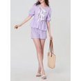 thumbnail image 6 of Michellecmm  Women Shorts Set, Striped Short Sleeve Tie-up Shirt with Shorts, 6 of 9