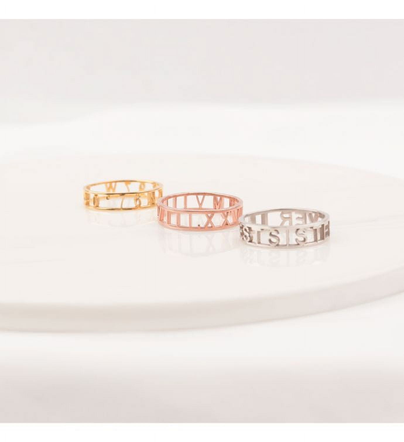 Anavia - Dainty Gold Ring - Coordinate Ring Custom - Stacking Ring -Anniversary Ring - Roman Numerals Ring - Personalized Rings for Women