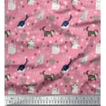 thumbnail image 1 of Soimoi Rayon Fabric Heart,Footprint & Cat Animal Print Fabric by Yard 56 Inch Wide, 1 of 3