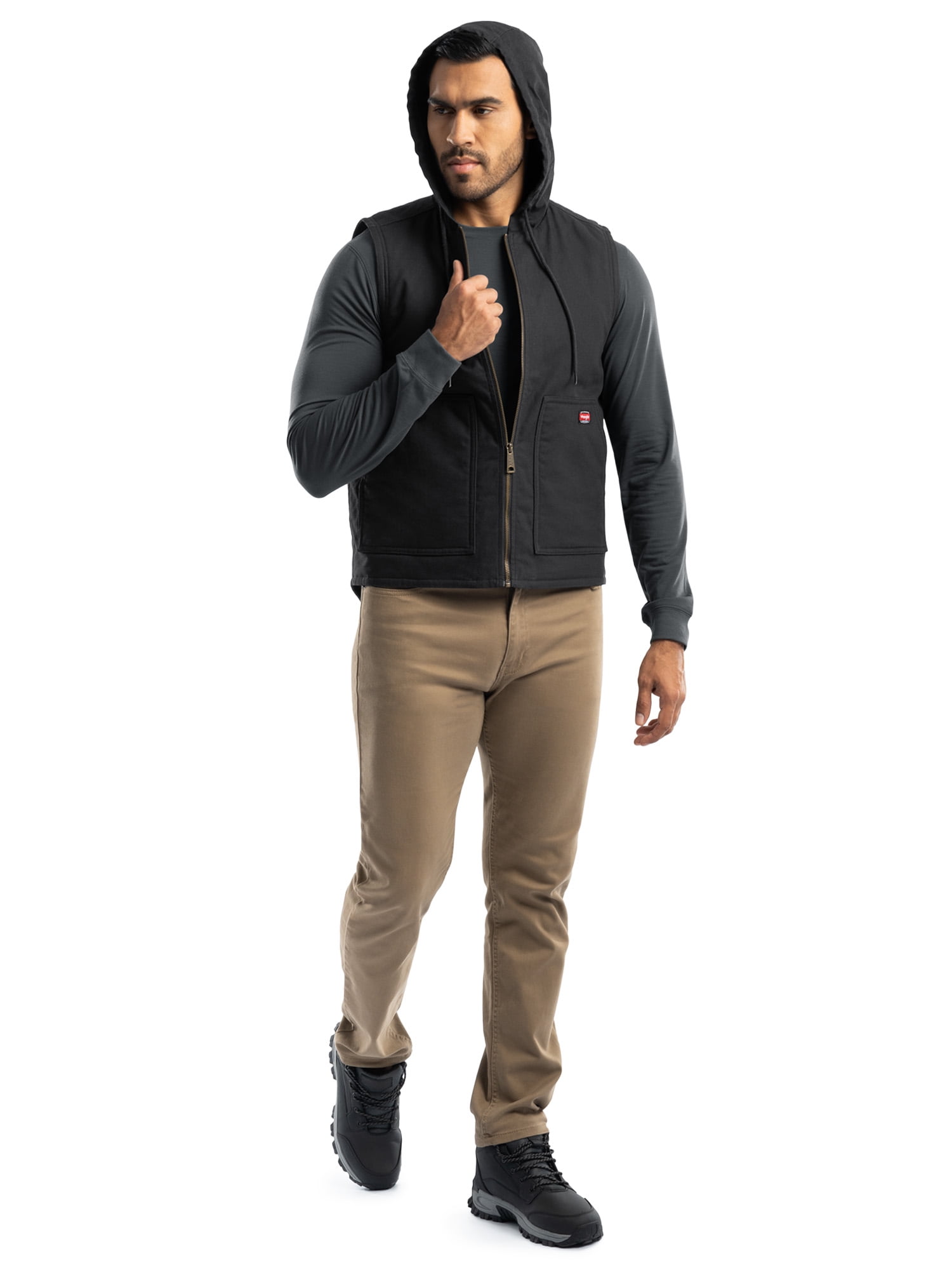 Wrangler Workwear Men's Durable Quilted Lined Hooded Duck Work Vest, Size S-5XL