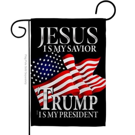 USA Decoration 13 x 18.5 in. Jesus Savior Trump President American Political Vertical Garden Flag with Double-Sided House Decoration Banner Yard Gift