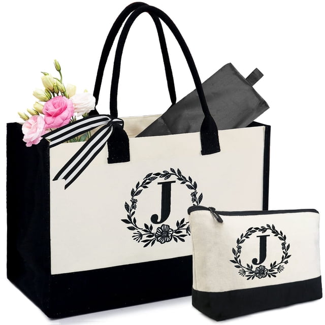 Bolsa de lona BeeGreen personalizada con letra J para mujer