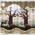 thumbnail image 1 of Rideau de Douche Halloween avec Arbres Rouges, Lune & Chauves-Souris - Décoration Effrayante, 1 of 4