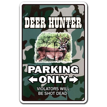 Deer Hunter Decal | Indoor/Outdoor | Funny Home Décor for Garages, Living Rooms, Bedroom, Offices | SignMission Parking Whitetail Gun Hunting Cap Gift Shotgun Rifle Decoys Decal Wall Plaque