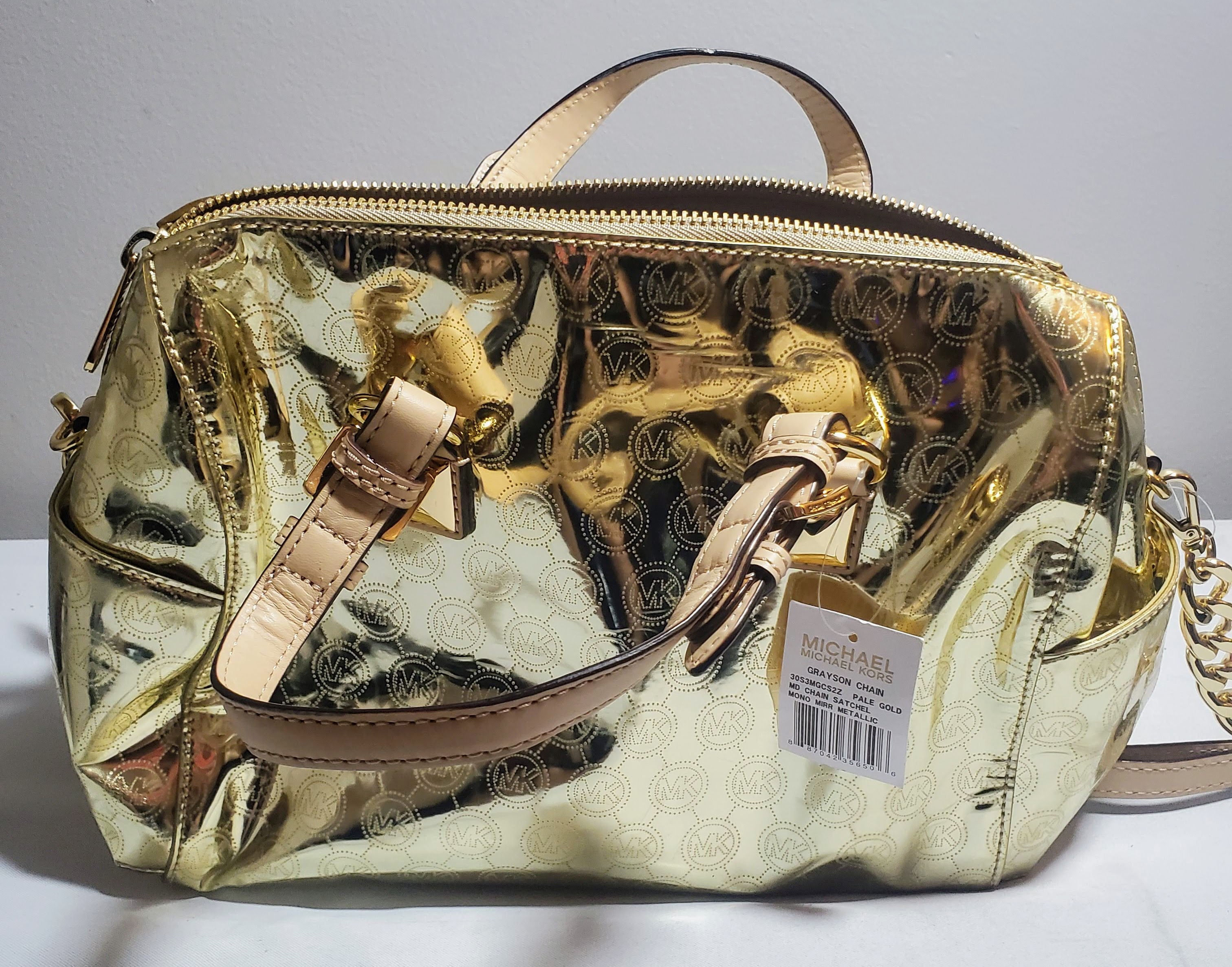 michael kors grayson metallic satchel