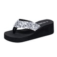 thumbnail image 5 of Platform Sequin Flip Flop Sandals for Women Glitter Wedge High Heel Dress Slip on Memory Foam Slippers, 5 of 8