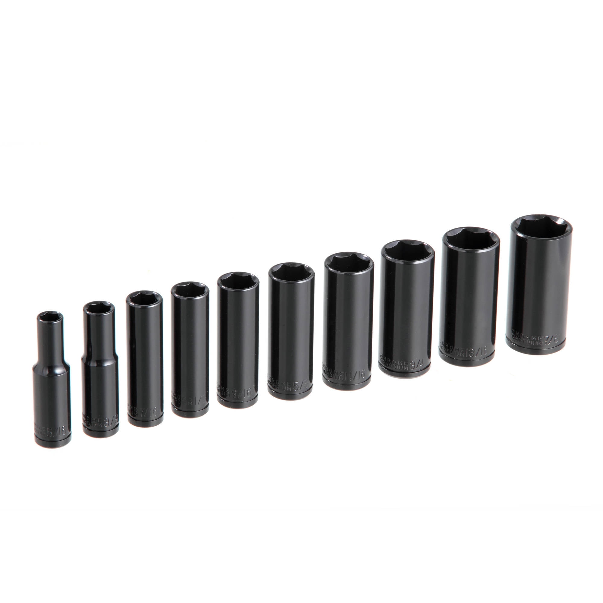 Hyper Tough UC1128TA 10Piece, 3/8Inch Drive, Deep Well, SAE Sockets