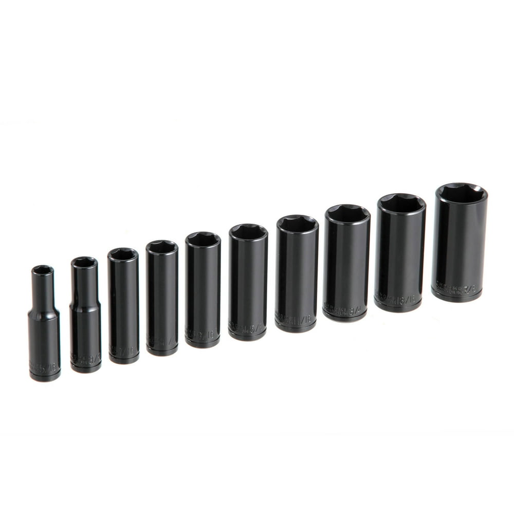 Hyper Tough UC1128TA 10Piece, 3/8Inch Drive, Deep Well, SAE Sockets