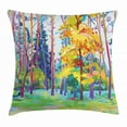 thumbnail image 1 of Fine Art Throw Pillow Cushion Cover, Digital Spring Forest Painting Growth Autumn Exquisite Rural Greenery Panorama, Decorative Square Accent Pillow Case, 18 X 18 Inches, Multicolor, by Ambesonne, 1 of 2