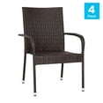 thumbnail image 2 of Flash Furniture Maxim Wicker Dining Chair with Arms, Espresso, Set of 4, 2 of 9
