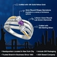 thumbnail image 2 of Gem Stone King 925 Silver and 10K Yellow Gold White Created Sapphire and Purple Amethyst and Lab Grown Diamond Engagement Ring for Women | 0.90 Cttw | Round 4MM | September Birthstone | Size 6, 2 of 6