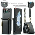 thumbnail image 5 of Dteck Wallet Case For Samsung Galaxy Z Flip 3, Magnetic Leather Zipper Wallet with RFID Blocking Card Holder Slots Shockproof PC Stand Cover With Shoulder Strap,Black, 5 of 9