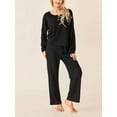 thumbnail image 4 of xiaxaixu Women's 2 Piece Lounge Set Pajama Set Long Sleeve Button Knit Tops Drawstring Pants Sleepwear Sets, 4 of 9
