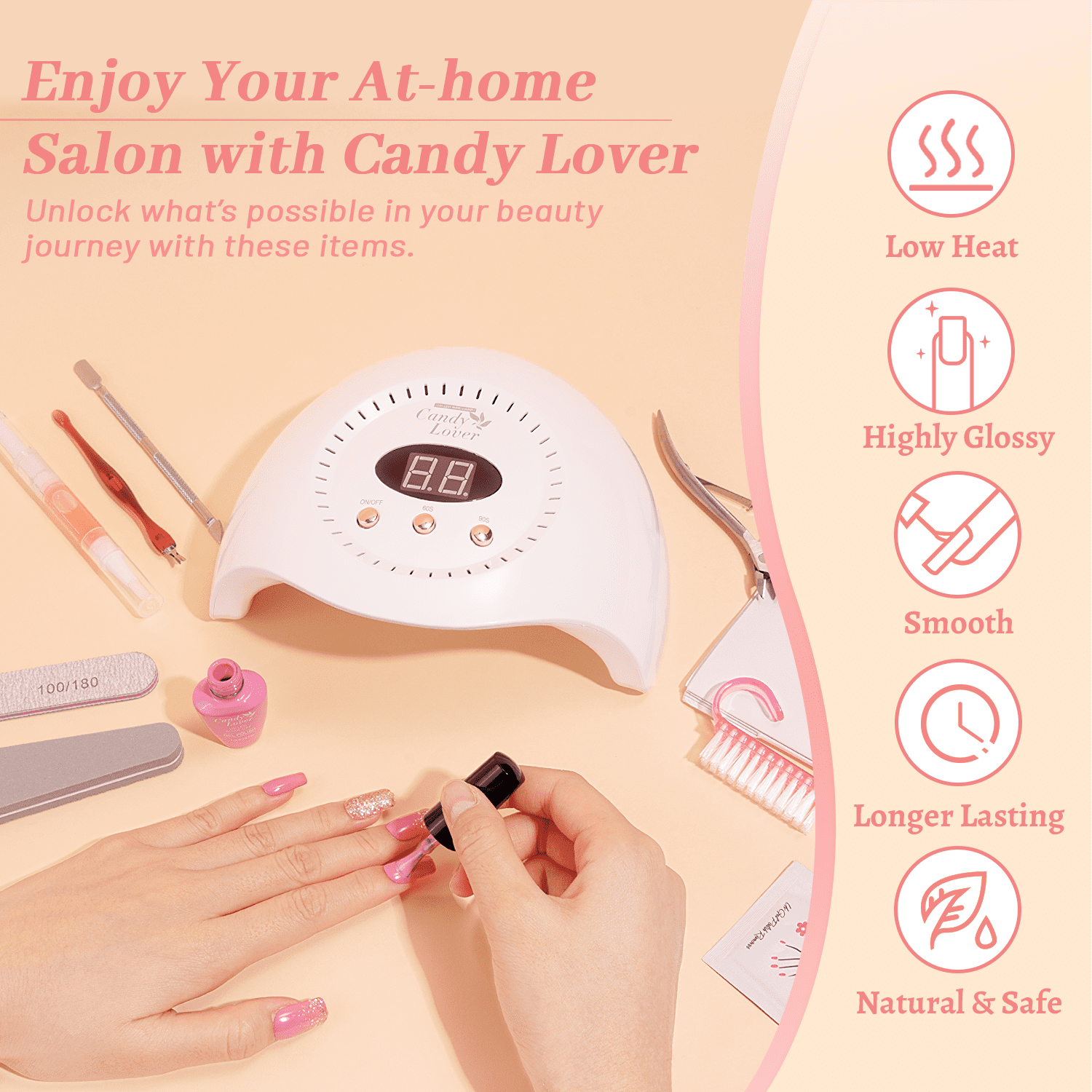 Candy Lover Gel Nail Polish Kit with UV Lamp, 72W Nail Dryer, 15 Colors All Season Tone Quick Dry Long-lasting Gel Nail Polish Set, Nail Polish Kit for Girl Lady Womens Manicure DIY Nail Gift