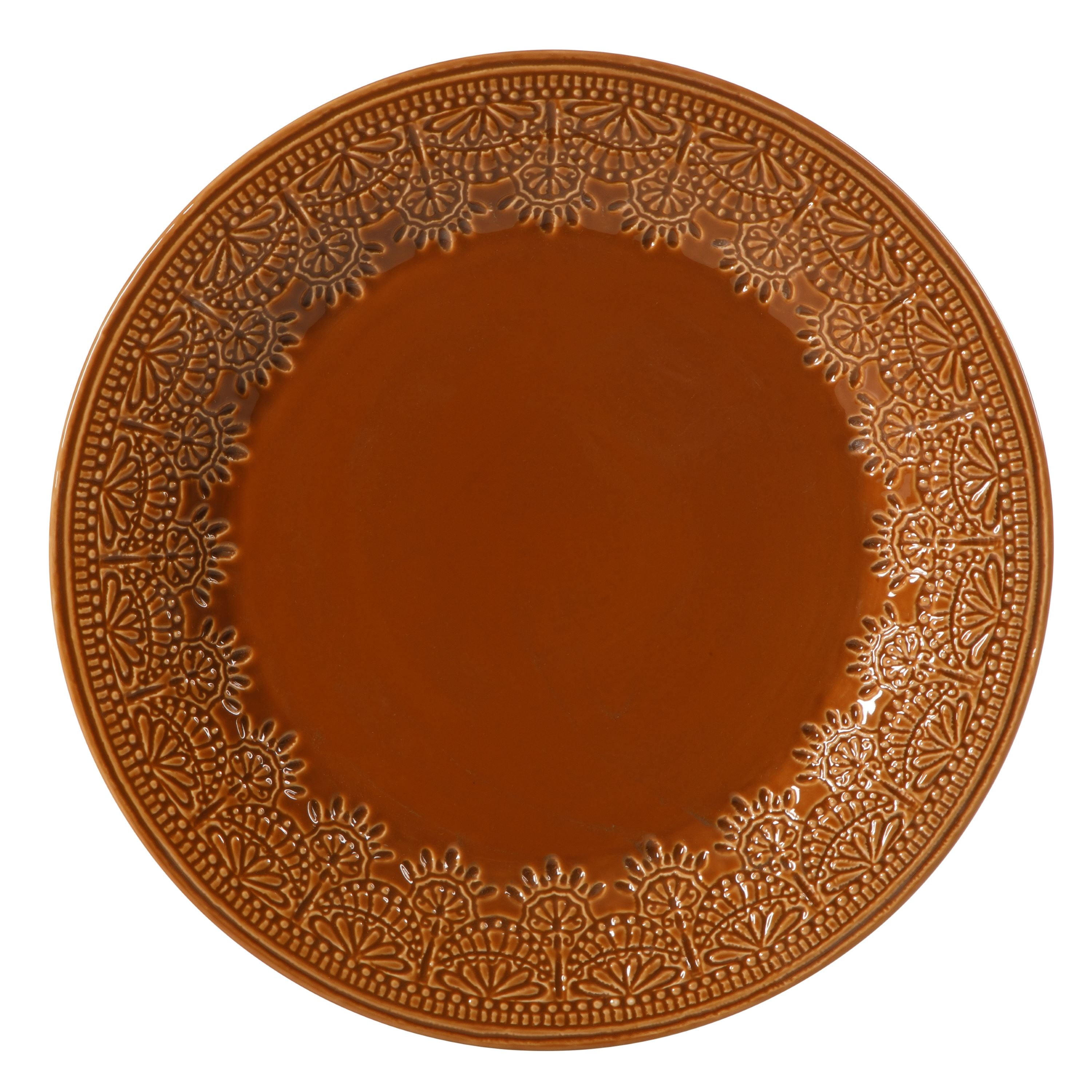 The Pioneer Woman Vintage Lace 12-Piece Ceramic Dinnerware Set, Caramel