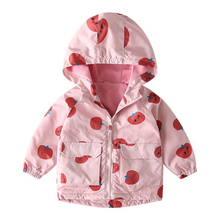 

QWERTYU Infant Baby Toddler Kids Boy Girl s Long Sleeve Pockets Outerwear Print Zip Up Coat Hooded Fall Winter Jacket 1Y-6Y