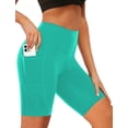 thumbnail image 1 of Pantalones cortos de baño Buauty para mujer, cintura alta, con bolsillos, UPF50+, pantalones cortos de playa de secado rápido, verde menta, 2XL, 1 of 7