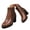 Brown, variant on Modisza Platform Leather Ankle Boots for Women Back Zip Non Slip High Block Heel Booties Ladies Party Work Dressy Boot Black 6