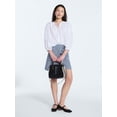thumbnail image 3 of Free Assembly Women's Shirred Cotton Button Down Blouse with Long Sleeves, Sizes XS-XXL, 3 of 6