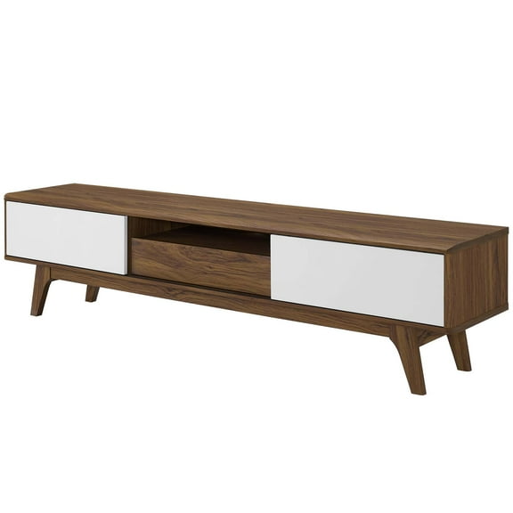 Modern Contemporary Urban Design Living Room Lounge Club Lobby Media TV Stand Console Table, Wood, Natural Brown White
