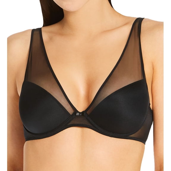 Women's Timpa 16801 Camille Mesh Plunge Bra (Black 36C)