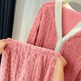 thumbnail image 6 of HAiming Fuzzy Pajamas Set V Neck Long Sleeve Button down Tops and Casual Pants Color Block Sleepwear with Pockets, 6 of 6
