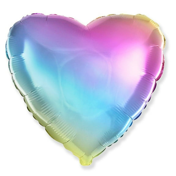 18 inch Heart - Gradient Pastel Foil Mylar Balloon - Party Supplies Decorations