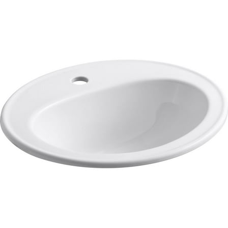 KOHLER K-2196-1-0 Pennington 20-1/4 Oval Drop-In Bathroom Sink Bowl, White CA2