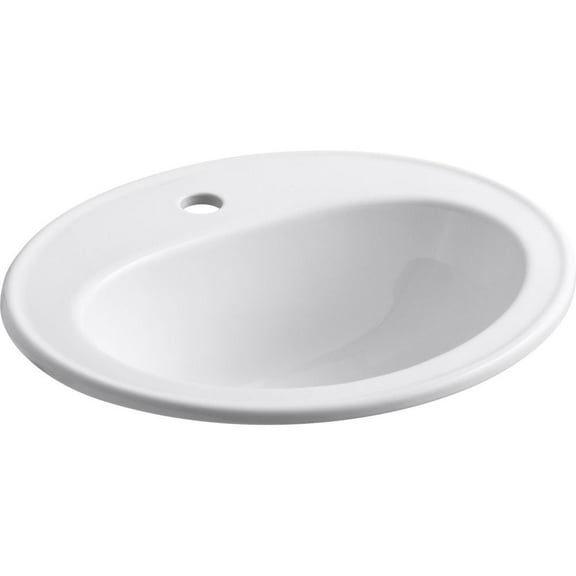 KOHLER K-2196-1-0 Pennington 20-1/4 Oval Drop-In Bathroom Sink Bowl, White CA2