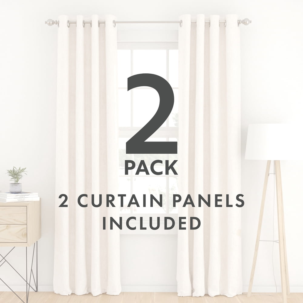 Noble Linens Ivory Linen Blend Energy Saving Grommet Curtain Panel, 50" x 84" 2 Panels