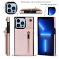 thumbnail image 2 of Crossbody Wallet Case for iPhone 16 Pro Max, Zipper Pocket Case with Card Holder, PU Leather RFID Blocking Protective Cover Case with Kickstand Detachable Wrist Strap Lanyard, Rosegold, 2 of 10