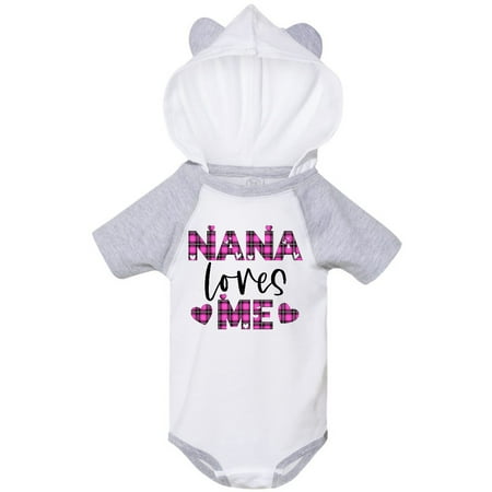 

Inktastic My Nana Loves Me Hearts in Pink Plaid Gift Baby Boy or Baby Girl Bodysuit