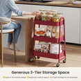 thumbnail image 6 of CONCETTA 3-Tier Metal Rolling Storage Cart with Wheels, Lockable Mobile Organizer, Compact for Kitchen, Bathroom, Office & Small Spaces, Red, 6 of 8