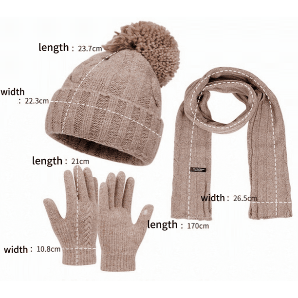 Women\'s Oat Winter Knit Warm Hat Beanie Gloves Set Pom Fleece Lined Hat Women Winter Knit Warm Hat Beanie Gloves Set Pom Fleece  main image 3