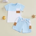 thumbnail image 2 of NIEWTR Kids Toddler Boy Girl Summer Clothes Short Sleeve T-Shirt and Shorts Set 2Pcs(A01-Sky Blue,2-3 Years), 2 of 3