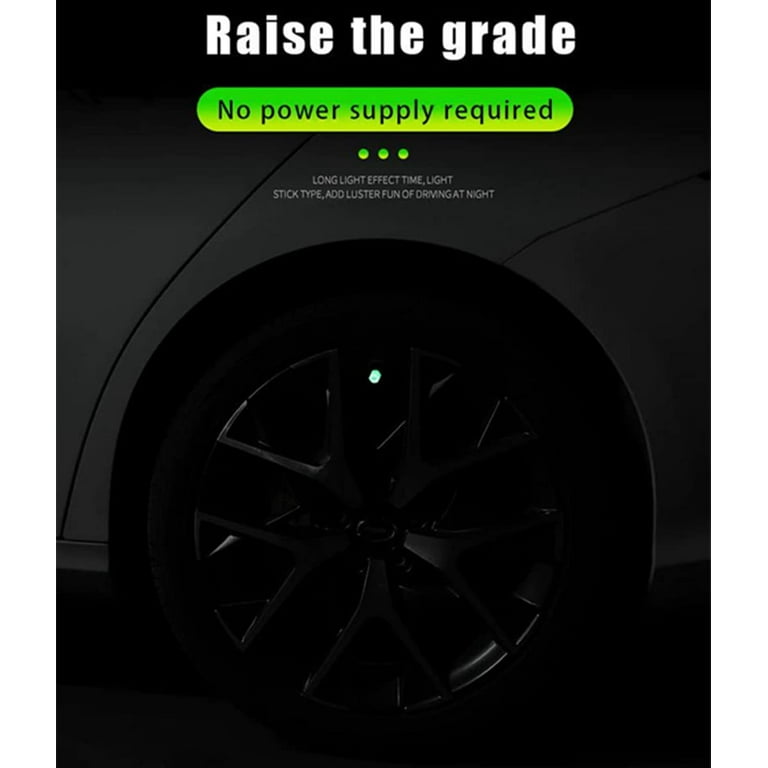 Fluorescent Tire Valve Cap, 8pcs Glowing Universal Dustproof Tire