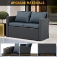 thumbnail image 2 of 4 Piece Patio Furniture Sets All Weather Outdoor Sectional Patio Sofa Manual Weaving Wicker Rattan Patio Seating Sofas with Gray Cushion and Glass Table, 2 of 6