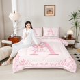 thumbnail image 4 of Castle Fairy Monogrammed Letter 2pcs Bedding Comforter Set,Chic Flower Twin Comforter Sets,Kawaii Bow Breathable Bedding Set,Microfiber Girls Bedroom Decor,Reversible, 4 of 8